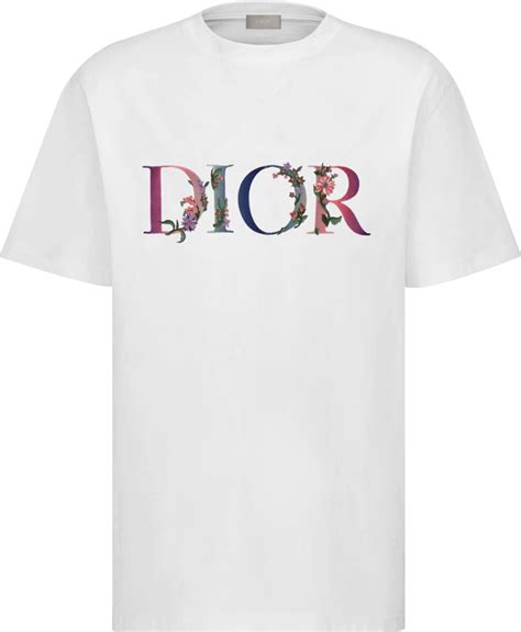 dior white flower t shirt|dior embroidered t shirt.